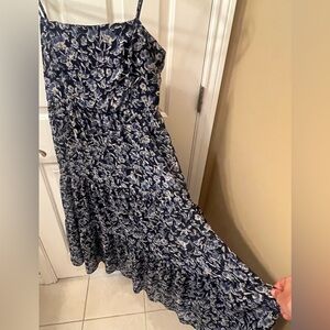 Lulus Elegant Blue and White Floral Dress
